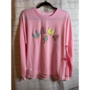 Simply Southern Mama Lightning Bolt Pink Pullover Sweatshirt, New